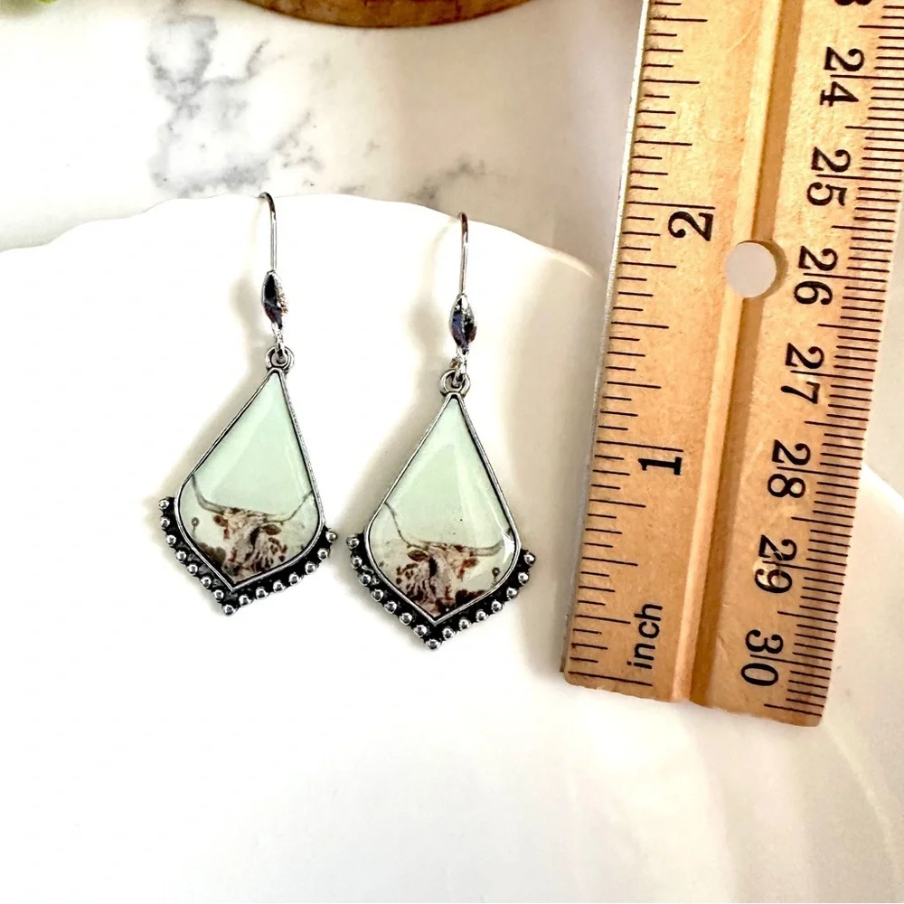 Western Longhorn Cow Earrings Cattle Metal Southwestern Boho Gift NEW
